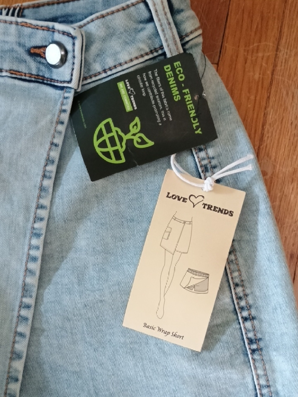 Light Wash Denim Cargo Wrap Skort - Women Shorts - Picture 3 of 6